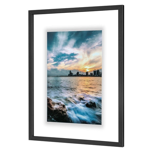 ONE WALL 18x24 Inch Floating Frame, Black Wood Double Glass Float Picture Frame Display 11x14/11x17/12x18/13x19/16x20 Photos Plant or Petal Specimens for Wall Hanging - Mounting Kit Included