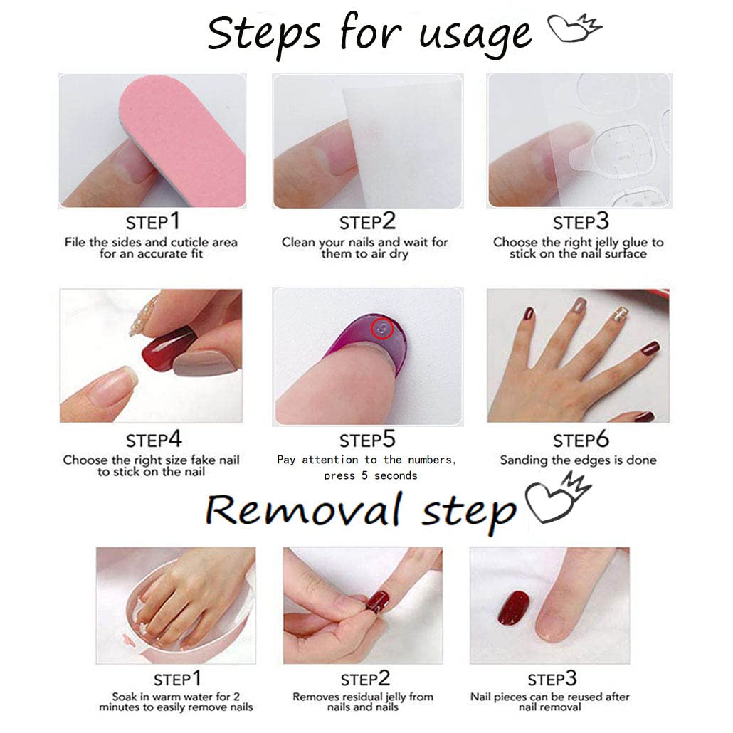 Foccna Square Press on Nails Rhinestone Black Fake Nails Tips Women's French False Nails White Medium Glossy Daily Wear Artificail Nails for Nail Art Manicure Decoration 24pcs