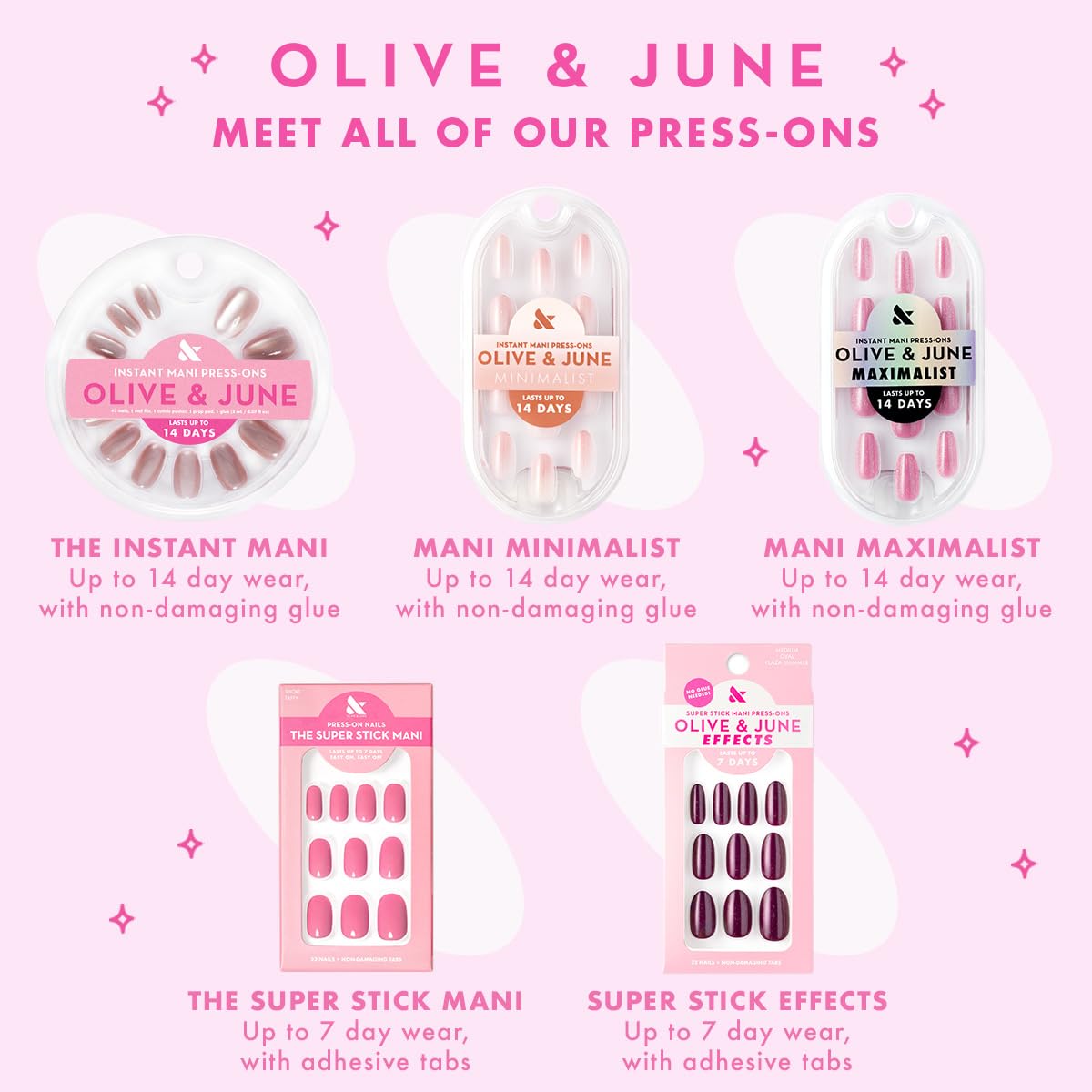 Olive & June Maximalist Instant Mani Press-On Nails (Glue) | 42 Fake Nails, 21 Sizes | Non-Toxic, Long-Lasting Big, Bold Gorgeous Realistic Look | Salon-Quality at Home | Medium, Almond | Chrome Burst