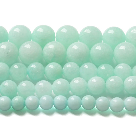12MM 32PCS Natural Stone Amazonite Chalcedony Loose Beads for Jewelry Making DIY Bracelet Necklace 1 Strand