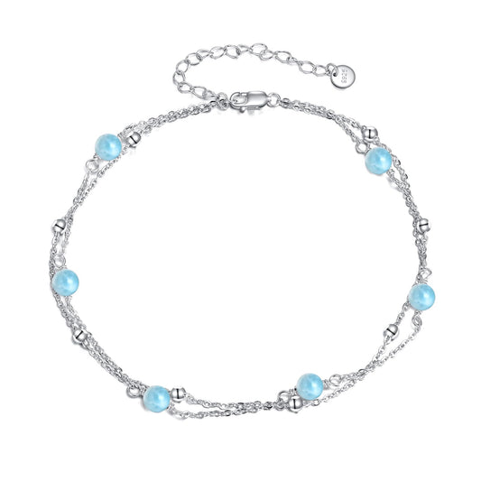CRMAD Larimar Bracelet for Women Sterling Silver Beach Jewelry Gift for Women (larimar, bracelet 7+2'')