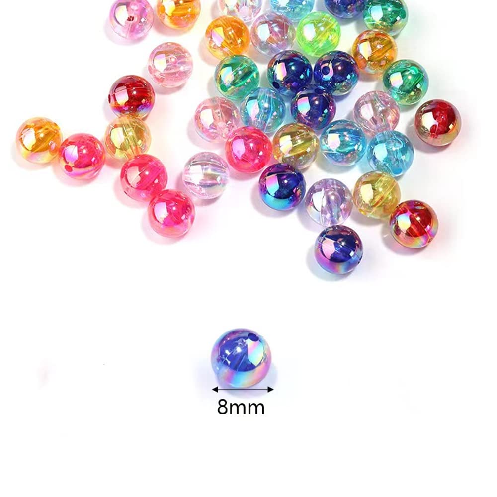 300 Pcs 8mm Acrylic Round Beads AB Colors Round Spacer Beads for Earring Bracelet Necklace Key Chains Jewelry DIY Craft Making(Royal Blue AB)