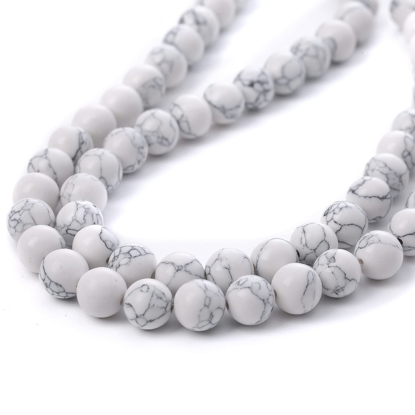 36PCS 10MM White Howlite Turquoises Round Loose Beads Natural Gemstone Beads for Jewelry Making DIY Bracelet Necklace 15"