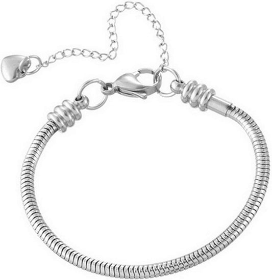 Regine Switzerland Snake Chain Charms Bracelet - Love Memorial Design, 6 Inch Stainless Steel