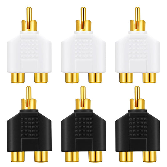 Xyembu 6Pcs 1 2 RCA Y Splitter Adapter Male Female Audio Video Y Splitter Adapters for Audio Video Av TV Cable