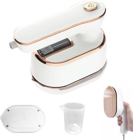 HFLYJPYW Mini Steam Iron for Clothes, Travel Steamer for Clothes Portable Steamer Travel Iron, Micro Steam Mini Handheld Support Dry And Wet Ironing for Home Travel (White)