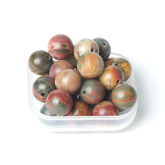100Pcs Natural Stone 8mm Picasso Round Loose Gemstone Energy Healing Beads Hole Size 1mm DIY Smooth Beads for Bracelet Necklace Earrings Jewelry Making