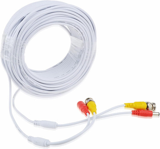 150ft White BNC Video Power Siamese Cable for CCTV Systems