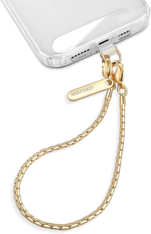 2 MOUTAKEY Phone Wrist Strap Metal Phone Chain Wristlet Strap Detachable iPhone Lanyard Wrist with Tether Tabs iPhone