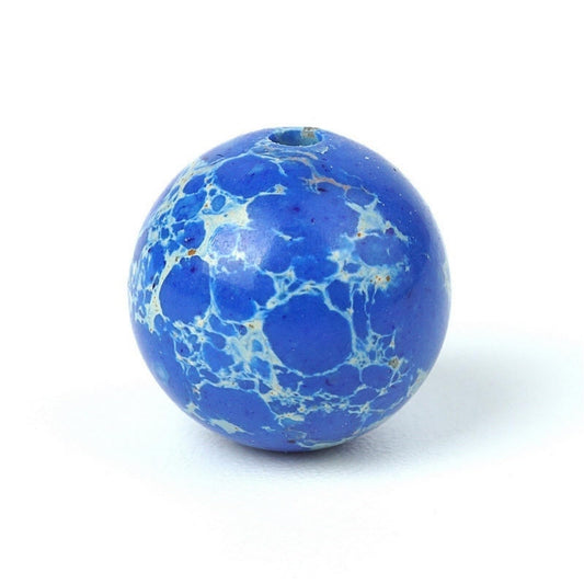100Pcs Natural Stone 6mm Dark Blue Imperial Jasper Round Loose Gemstone Energy Healing Beads Hole Size 1mm DIY Smooth Beads for Bracelet Necklace Earrings Jewelry Making