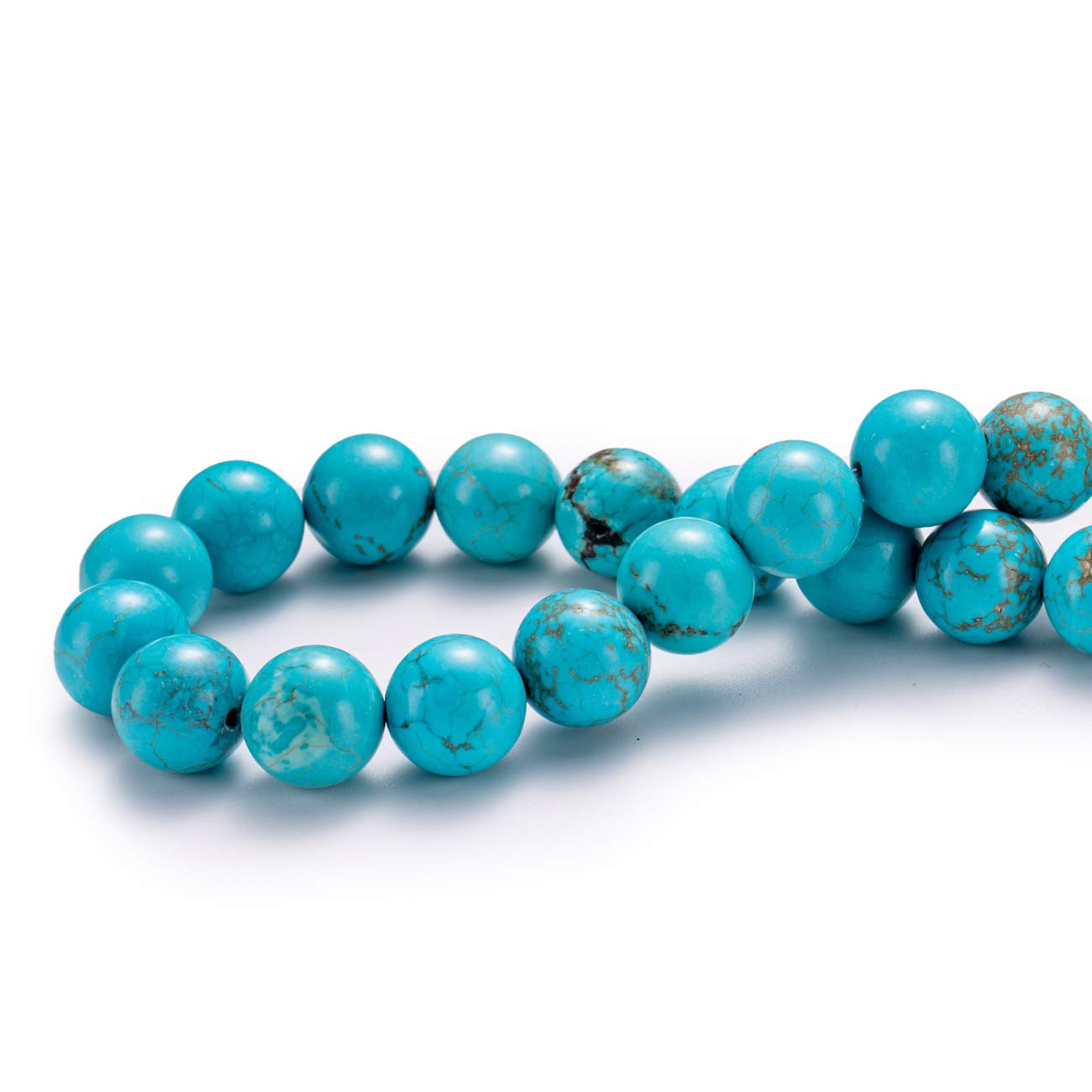 BEADIA Natural Blue Turquoise Stone Round Loose Semi Gemstone Beads for Jewelry Making 8MM 44PCS