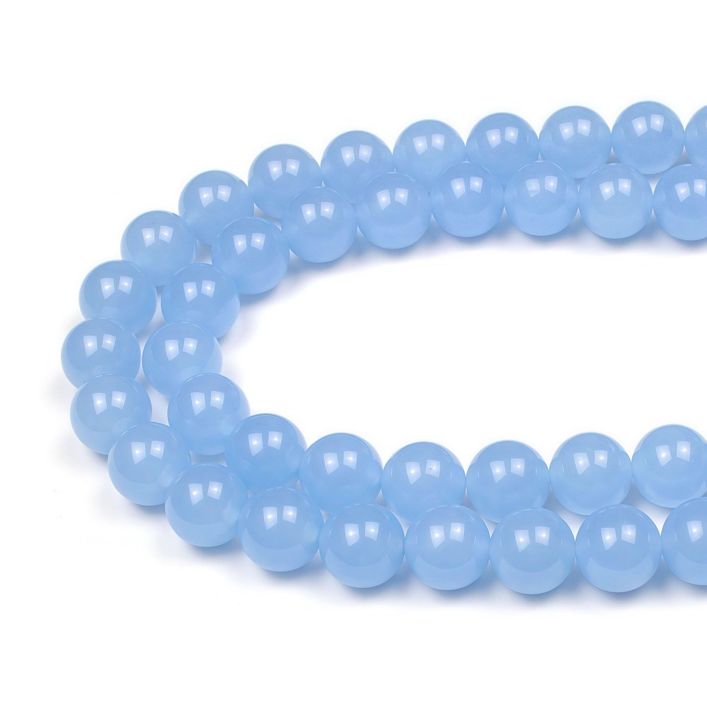 MJDCB Natural Aquamarine Chalcedony Round Loose Beads for Jewelry Making DIY Bracelet Necklace (12mm)