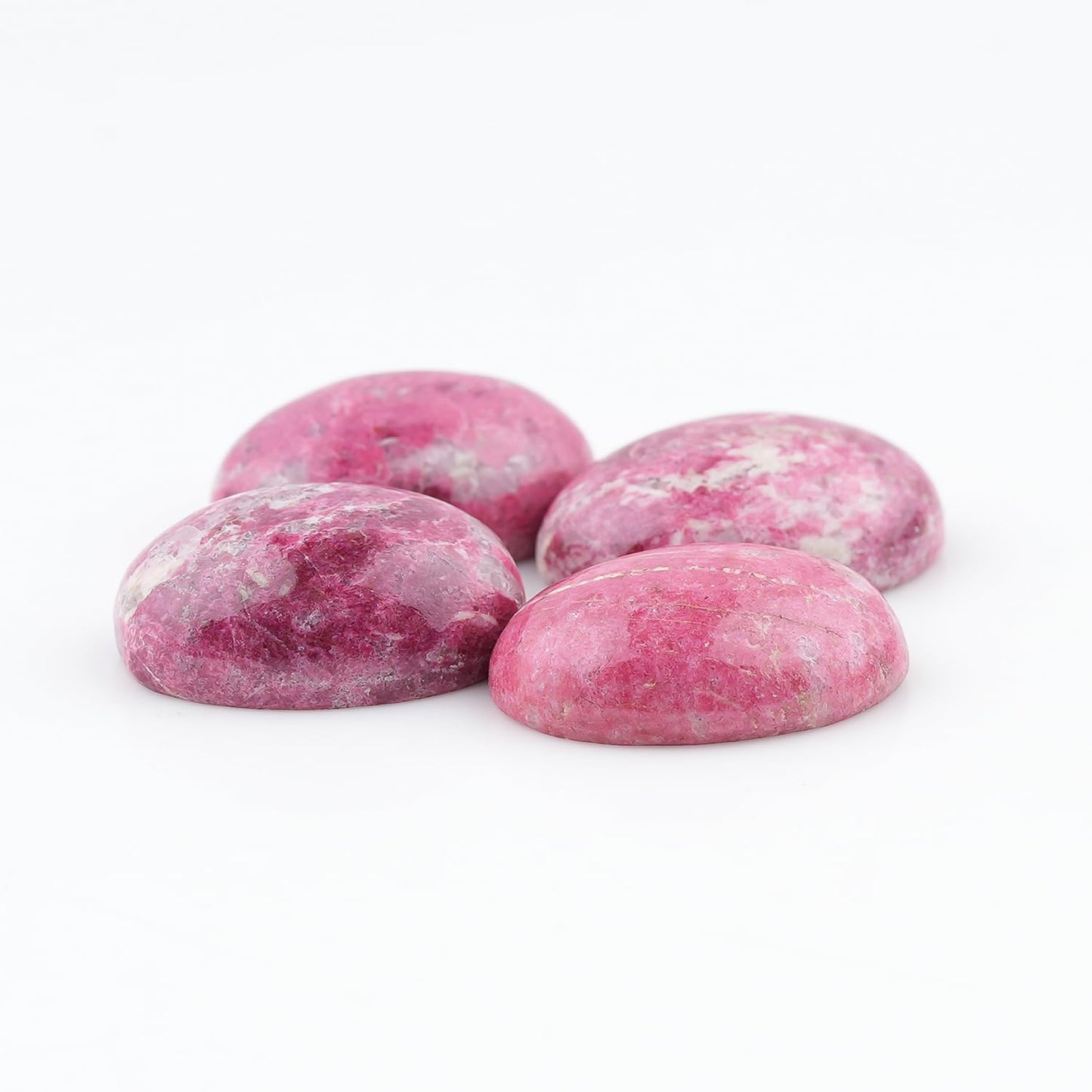 ColouredRocks (4 pcs. THULITE, Oval Shape, Natural Cabochon Crystals, Loose Gemstone, Wholesale Polished Supply, Jewelry Making, DIY Craft, Gem Collection (18X13mm approx.)