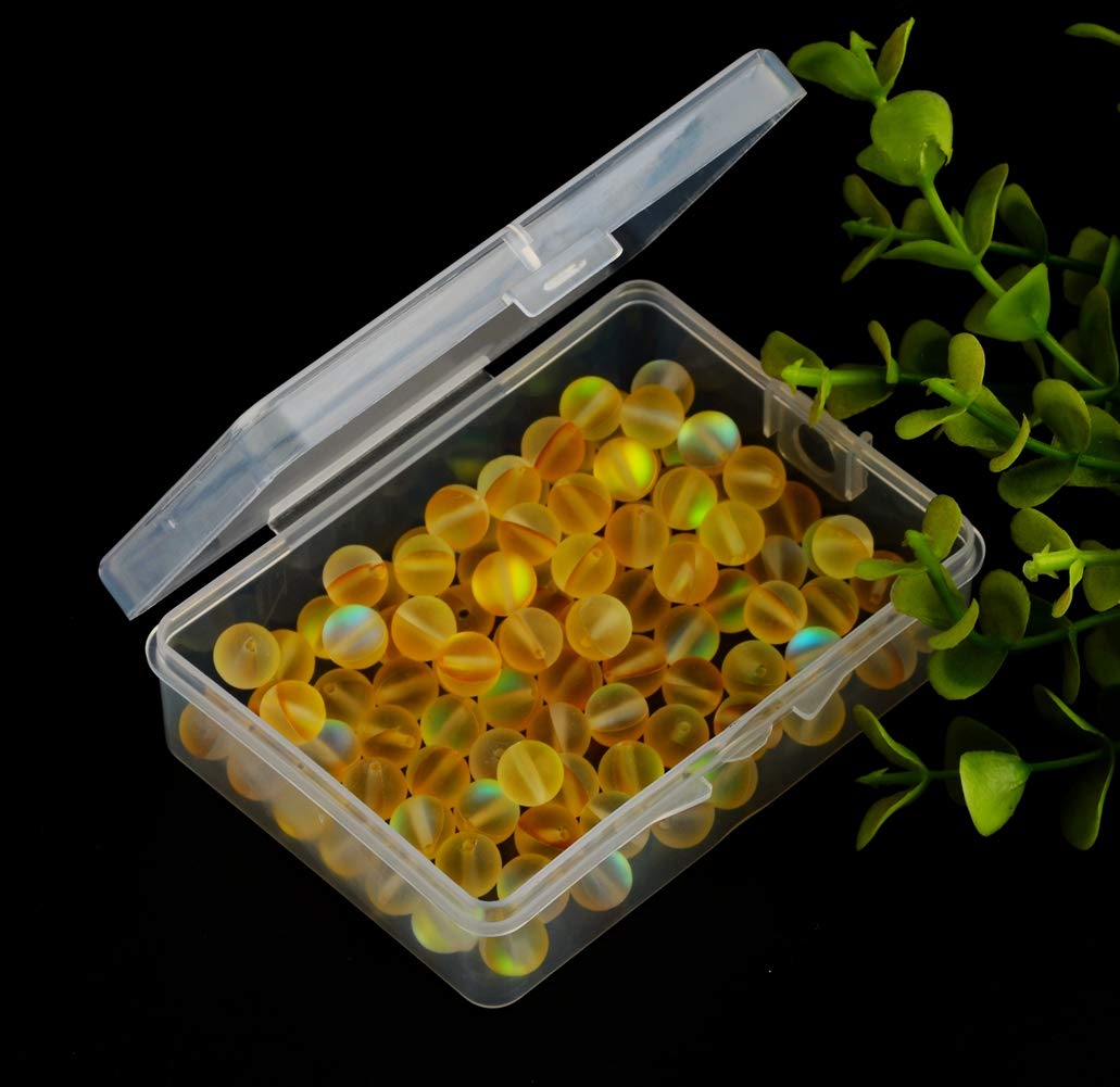 Matte Aurora Crystal Glass Beads Yellow 100pcs 8mm Flash Glitter Shining Mermaid Round Loose Aura Bead Frosted Moonstone for Jewelry Making (Yellow, 8mm)