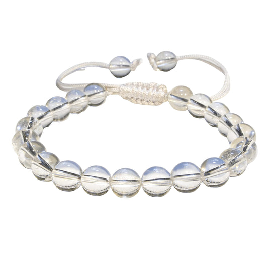 ANAYA AGATE Healing Crystal Bracelet – Chic Gemstone Bracelet for Men and Women – 8mm Round Bead Bracelets for Spiritual Healing, Protection, Positive Energy - Clear Quartz