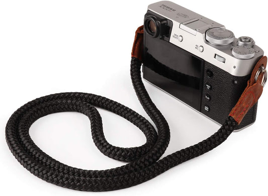 100cm/39inc MegaGear SLR, DSLR Sierra Series Genuine Leather Camera Shoulder or Neck Strap, Black, Large