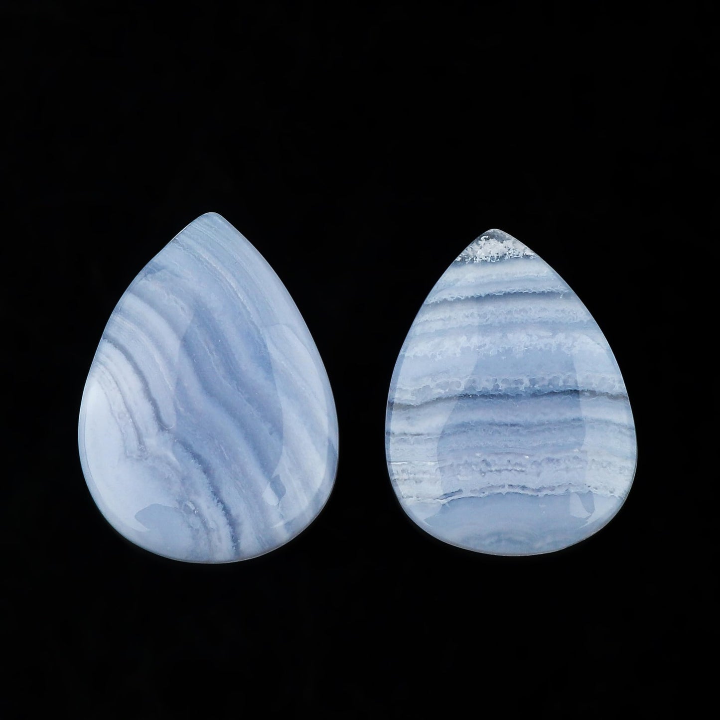 CRYSTALIS AA+ 2pcs Pear Natural Blue Lace Agate, Loose Gemstone, Wholesale Bulk Cabochons, Jewelry Making Supply, Chakra Healing Polished Stones, Wire Wrapping, DIY, Gem Collection, 22mm+