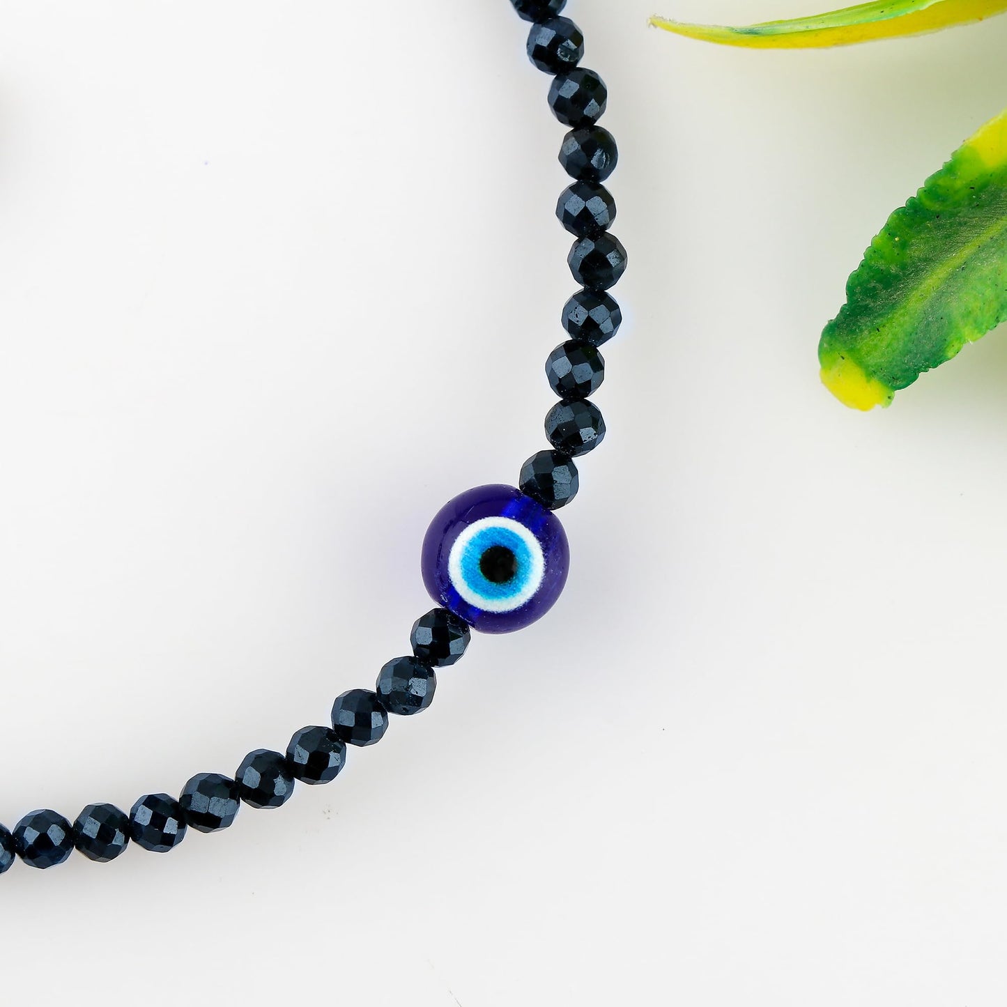 CRYSTALINES Natural Blue Sapphire Gemstone Bracelet, Faceted Crystals Beads Stones, Handmade Hypoallergenic Boho Jewelry for Women, Silver Plated, Birthday Evil Eye Gift for Her, 8inch