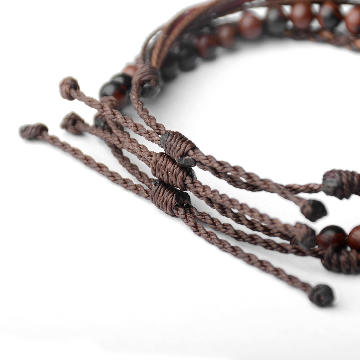 Handmade Natural Stone Beaded Healing Bracelet Gift for Men Adjustable Rope String Bracelet (Mahogany Obsidian, Adjustable)