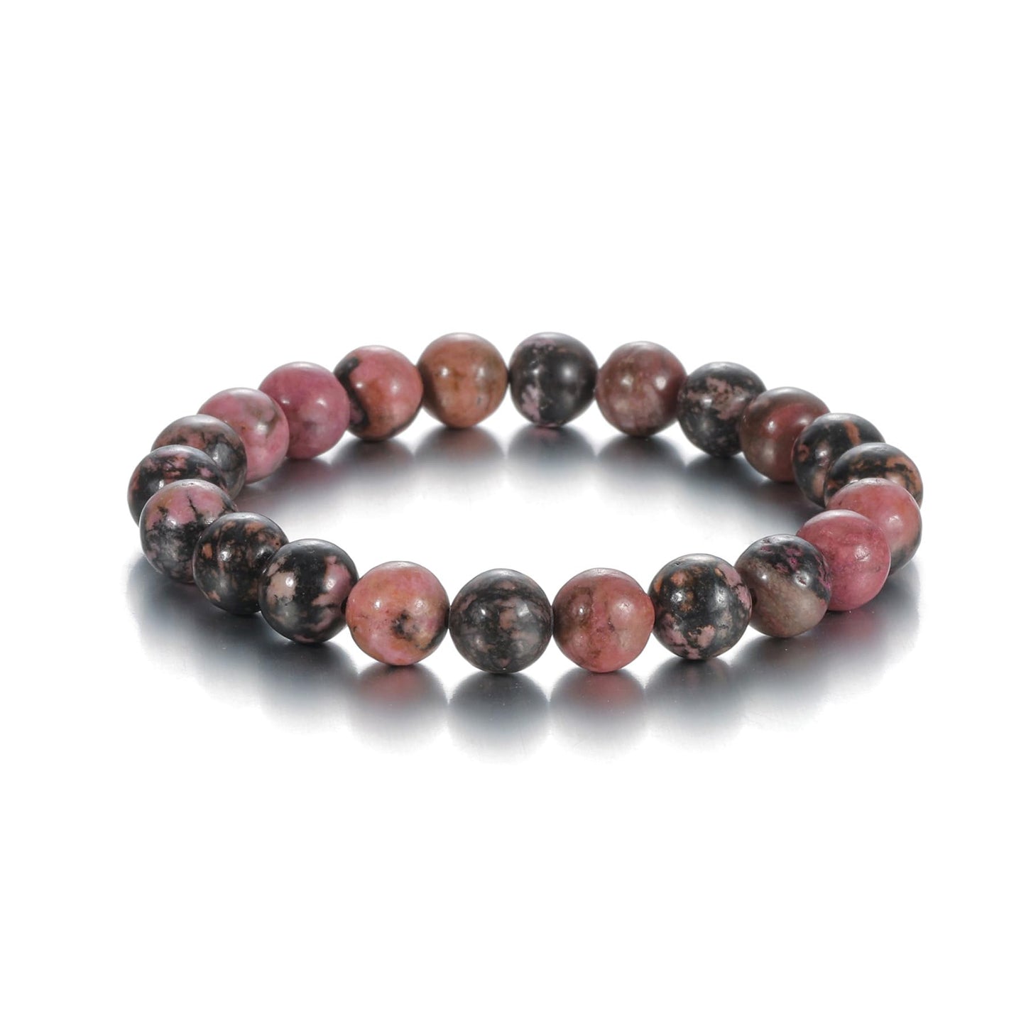 Udolfly Womens Crystal Beaded Bracelets for Women Men Protective Energy Bracelet Natural Gemstone Bead Bracelet 8mm Rhodonite