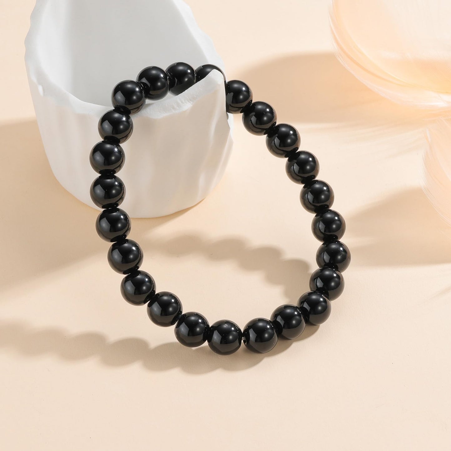 Udolfly Womens Crystal Beaded Bracelets for Women Men Protective Energy Bracelet Natural Gemstone Bead Bracelet 8mm Obsidian