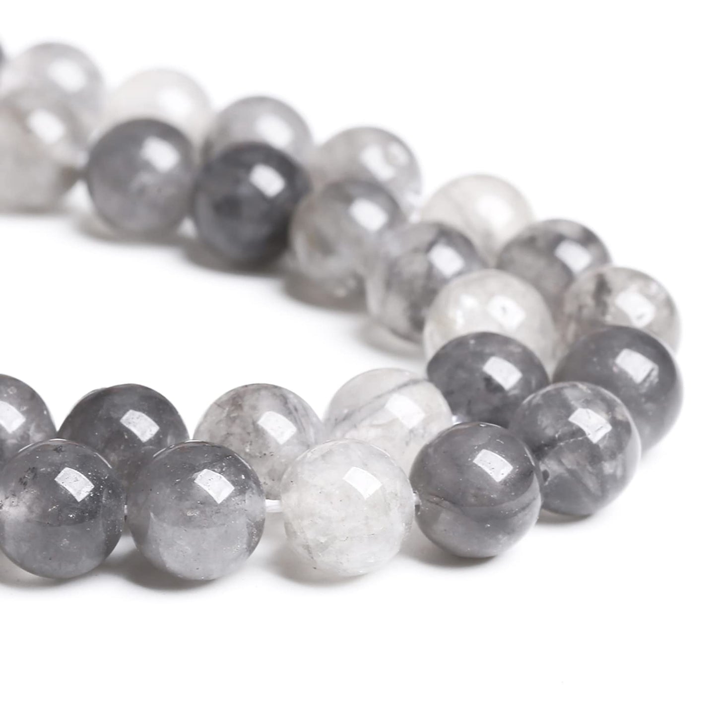 8MM 45PCS Natural Stone Cloudy Quartz Crystal Beads for Jewelry Making DIY Bracelet 1 Strand