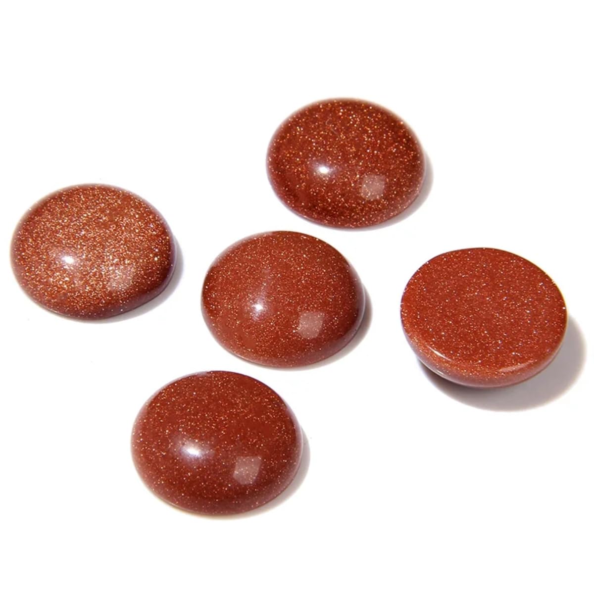 20pcs 8mm Natural Stone No Hole Gold Sandstone Semicircle Smooth Cabochons Beads Healing Chakra Crystal Stone Bead for Jewelry Making Rings Earrings Necklace Bracelet DIY Crafts