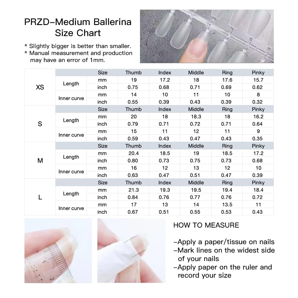 [GLORS] Purly Handmade Medium Ballerina Press on Nails | Mica Love - Shell Piece Pure and Seductive Fake False Nail Art, 10 Pieces (Small, MB)