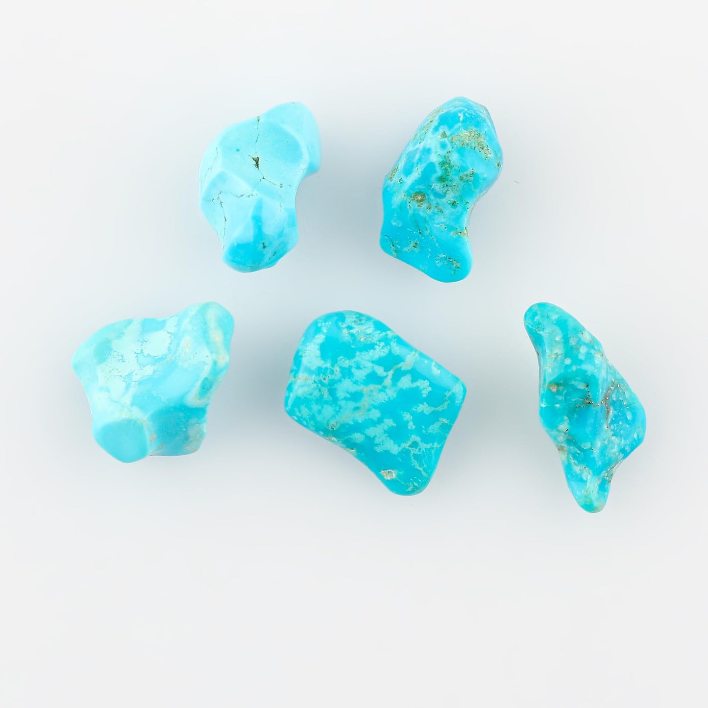 CRYSTALINES 5pcs, Wholesale Genuine Sky Blue Turquoise Gemstones, Assorted Polished Rough Stone, Bulk Loose Supplies for Jewelry Making, Healing Crystals, December Birthstone, Gem Collection