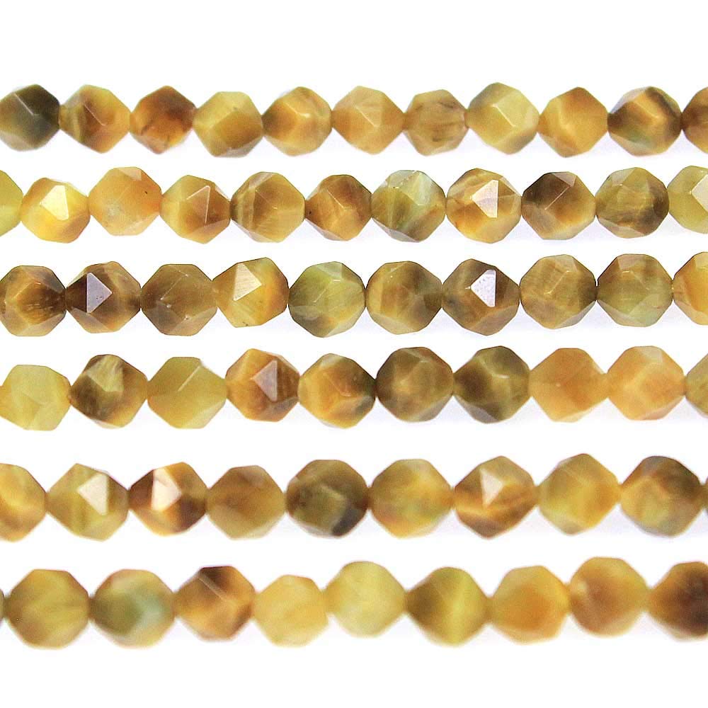 MJDCB Best Sellers Natural Stone Beads Faceted Polygon Golden Tiger Eye Crystal Energy Stone Healing Power for Jewelry Making(8mm)