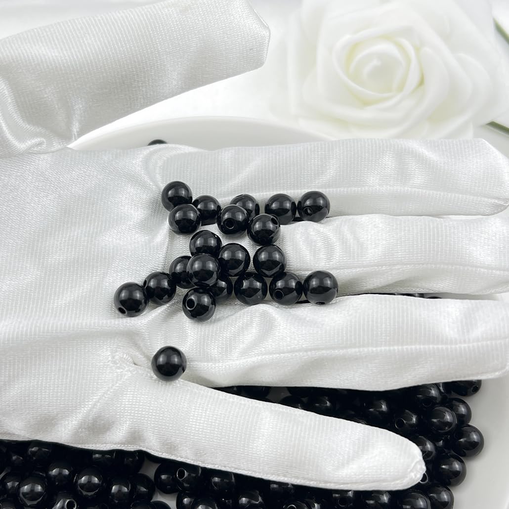 Mulutoo 400pcs 8MM Acrylic Round Beads for Jewelry Making, Black
