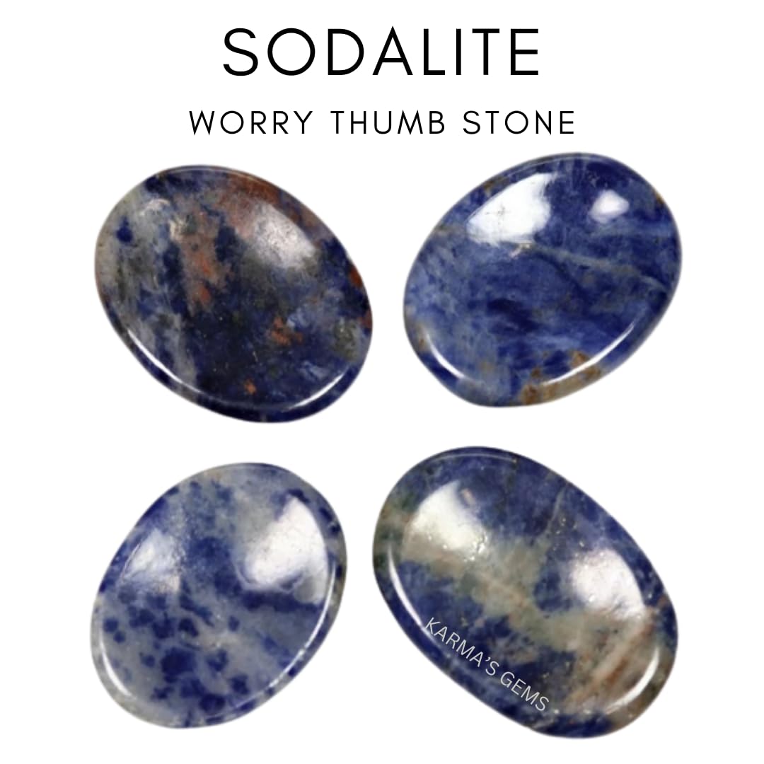 Sodalite - Rubbing Natural Thumb Worry Stone - Hold in Your Hand for Relaxation or Anxiety Relief - Enhance Meditation, Aid in Healing the Mind, Body and Spirit