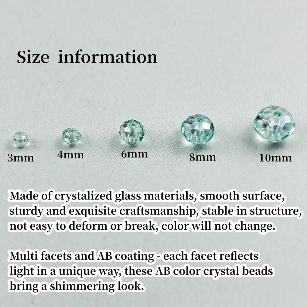 YHYPOCI 400pcs 4mm Crystal Glass Beads for Crafts Faceted Rondelle Glass Beads for Jewelry Making Crystal Spacer Beads for Necklaces Bracelets Earrings DIY Craft(Mint Green AB)