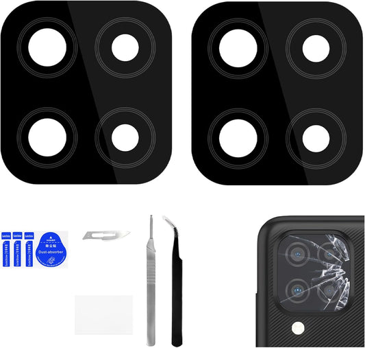 BESJMYT 2 Pack A12 A12 SM-A125U SM-A125U1 for Samsung Galaxy Rear Camera Lens Replacement Adhesive Back Camera Glass