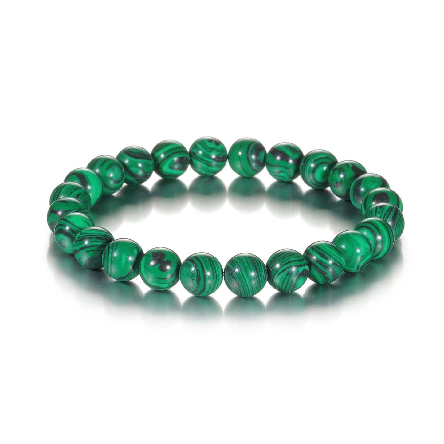 Udolfly Womens Crystal Beaded Bracelets for Women Men Protective Energy Bracelet Natural Gemstone Bead Bracelet 8mm Malachite