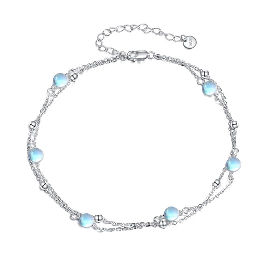 CRMAD Moonstone Bracelet for Women Sterling Silver Beach Jewelry Gift for Women (moonstone, bracelet 7+2'')