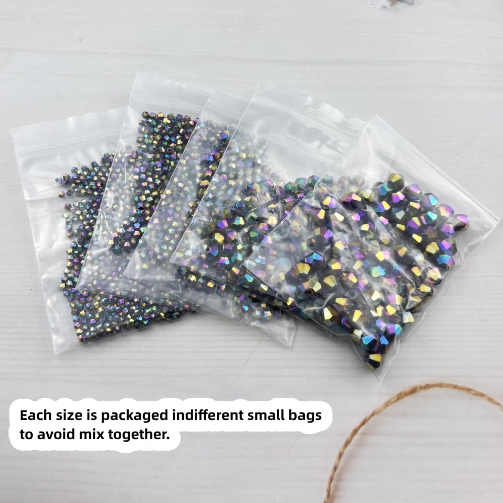 Pinhoollgo 1310pcs Bicone Crystal Glass Beads 2mm 3mm 4mm 6mm 8mm Faceted Crystal Spacer Beads for Bracelets Necklace Pendants Earrings DIY Jewelry Craft Making(Rainbow)