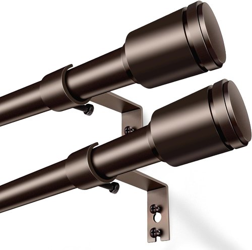 Antique Bronze Curtain Rods by [Brand Name] - Adjustable 30-90 Inch for 30-84 Inch Windows | 2 Pack with Brackets