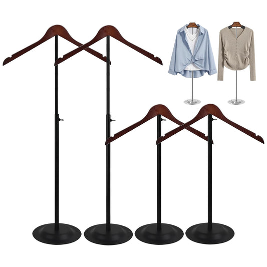 wdbg 4 Pack T Shirt Display stand, Adjustable T shirt Shoulder Stand for Vendor Portable Hanging wooden Clothes Rack for Clothing Dress Jacket Coat Retail 17-31 Inch, Black