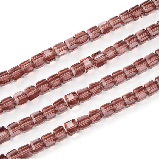 100pcs Czech Faceted Cube Crystal Glass Loose Beads Spacer 6mm (0.24 Inch) Burgundy Red for DIY Jewelry Craft Making CCC611