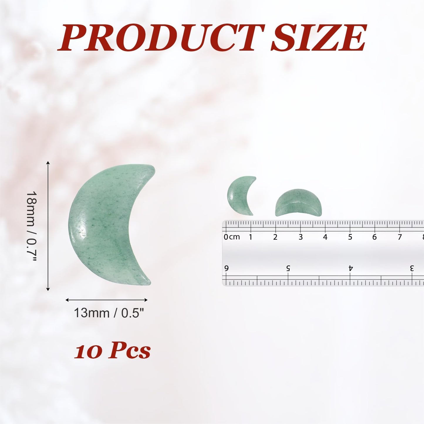 MECCANIXITY 10 Pcs Moon Crystal Worry Stone, 0.5 Inch Length Natural Emerald Green Moon Gemstone Bulk, Carved Pocket Stones for Meditation Balancing Pendant Decor