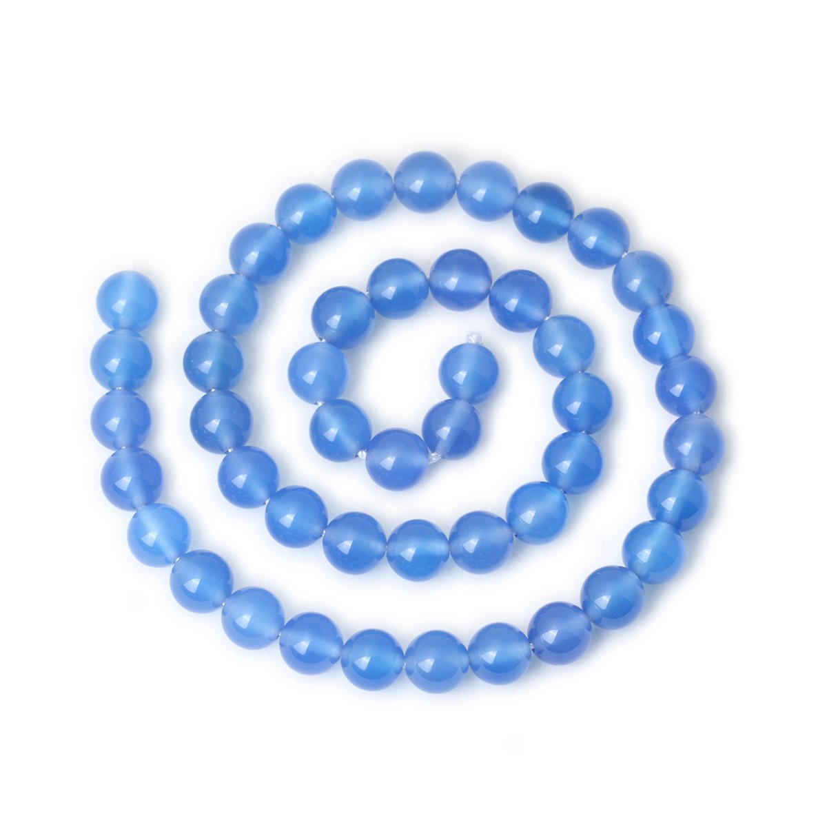 CHEAVIAN 45PCS 8mm Smooth Surface Blue Agate Round Loose Beads Energy Stone for Jewelry Making 1 Strand 15"