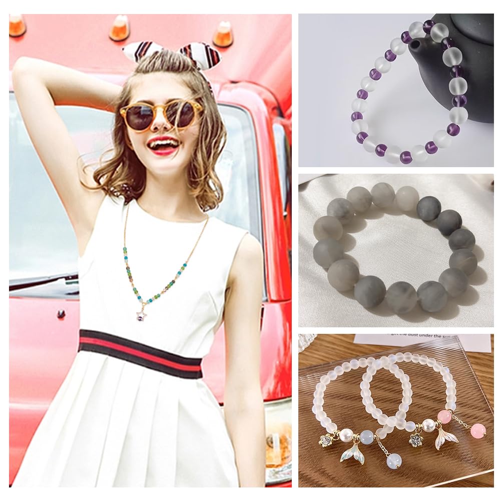 PH PandaHall 800pcs Glass Beads for Jewelry Making 4mm Frosted Glass Bead 10 Color Seed Beads Mini Beads Transparent Frosted Crystal Beads for Necklace Bracelet Earring Jewelry Making