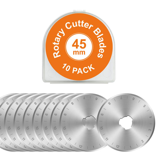 10 Packs 45mm Rotary Cutter Blades 45mm Quilting supplies Rotary Cutter Blades for fabric by SSPONT, compatible with OLFA,Fiskars,Mr.Pen,DAFA,Truecut etc. Sewing Arts Crafts, Sharp and Durable