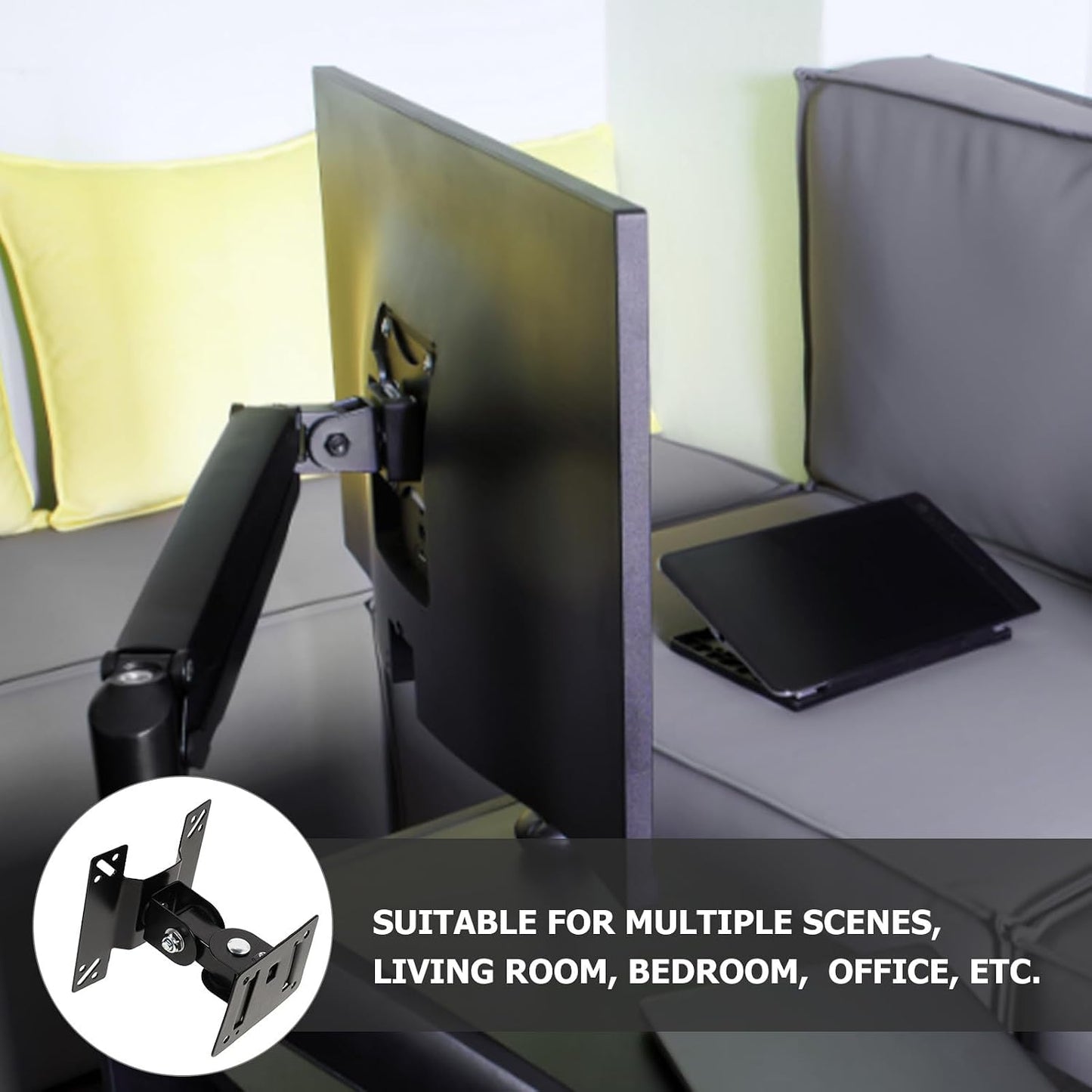 UTHCLO 360-degree 14-27 Inch Adjustable Wall Mount Tv Stand and Monitor Bracket Rotation Metal Shaft for Screens