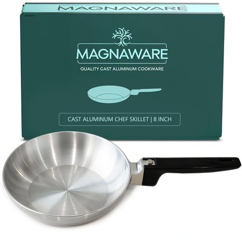 MAGNAWARE 8-Inch Chef Skillet – Quick & Even Heat Distribution – Lightweight Cast Aluminum Frying Pan – No Seasoning Required – PFOA & PTFE Free – Oven Safe Up to 350°F – Classic Vintage Design