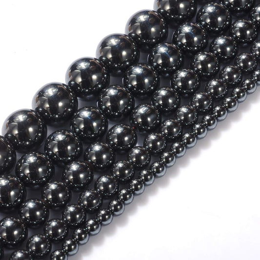 Natural Stone Beads 18mm Hematite Gemstone Round Loose Beads Crystal Energy Stone Healing Power for Jewelry Making DIY,1 Strand 15"