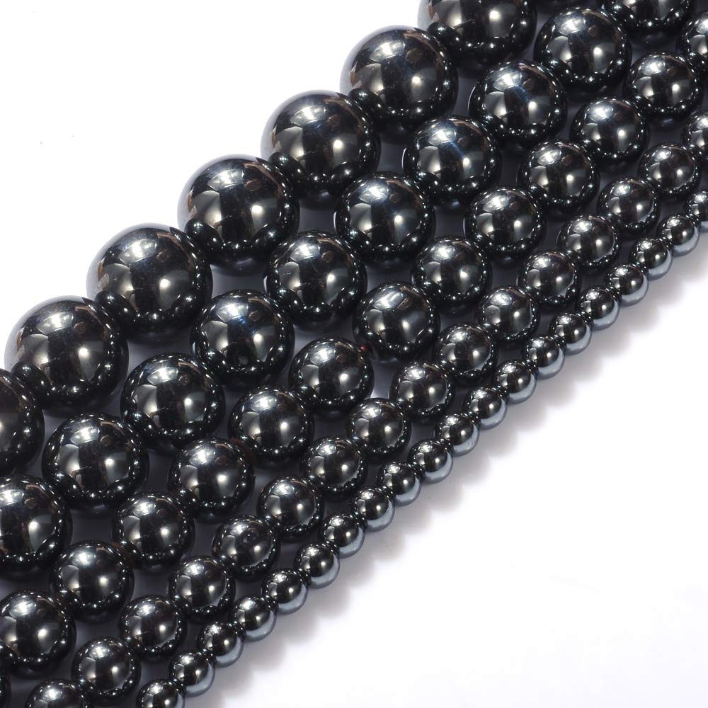 Natural Stone Beads 12mm Hematite Gemstone Round Loose Beads Crystal Energy Stone Healing Power for Jewelry Making DIY,1 Strand 15"