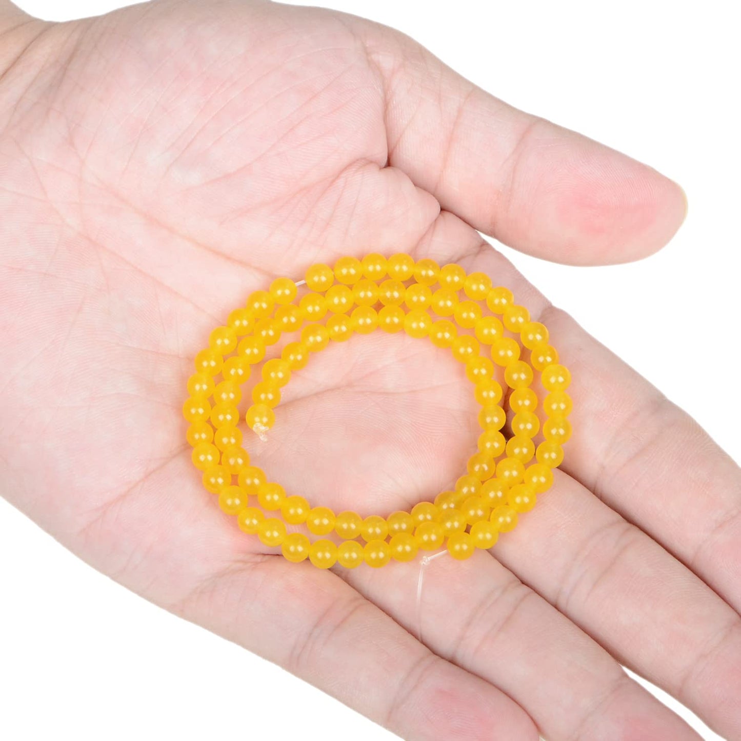 AD Beads Natural Gemstone Round Loose Beads 15" for Bracelet Necklace Earrings Jwelery Making Crafts DIY (4mm, Yellow Jade)