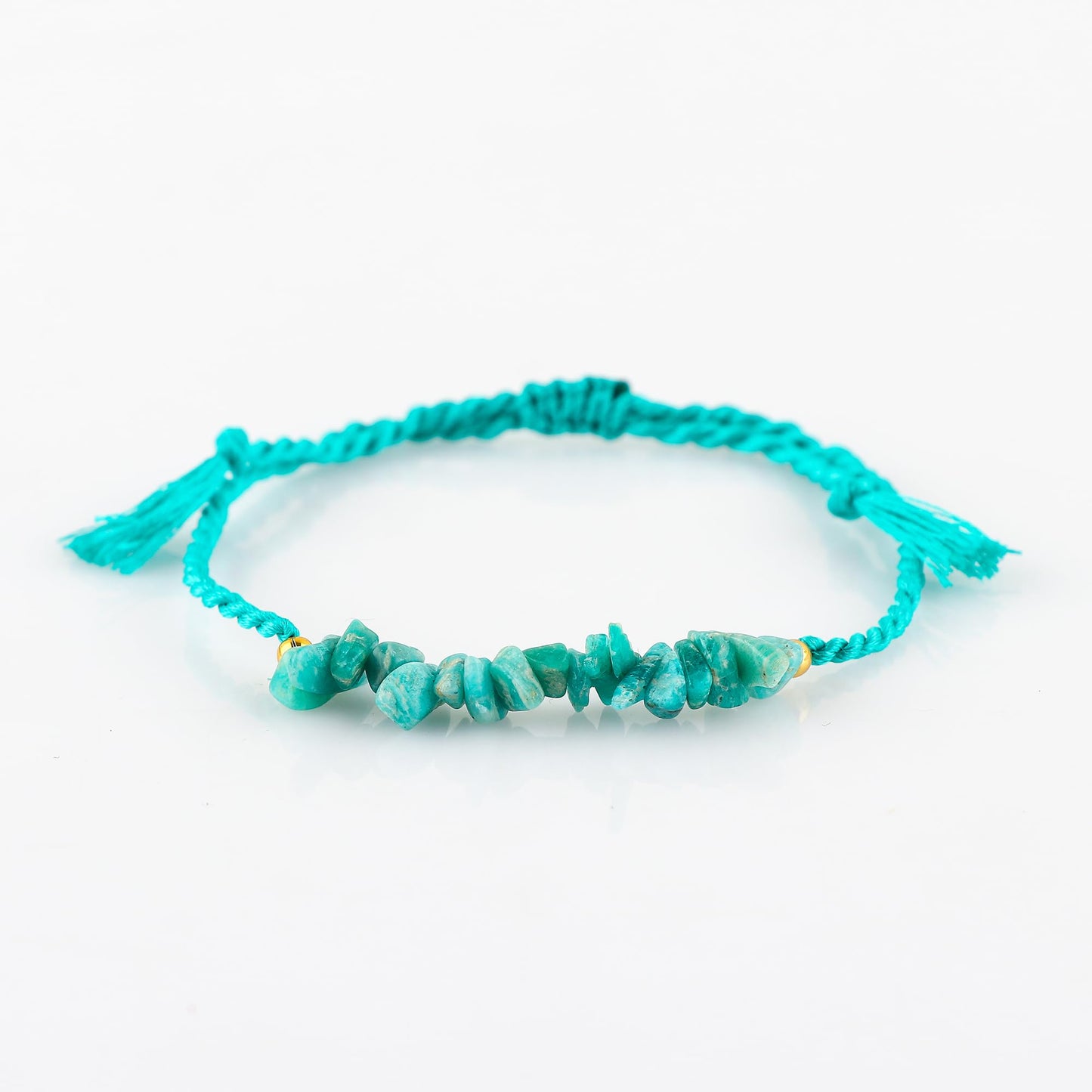 TGH Natural Amazonite Chips Braided Bracelet Healing Birthday Resizable Hand Braid Rope Thread Protection Bracelet for Men Women Gemstone Jewelry 7 inch Christmas Gift (Amazonite)